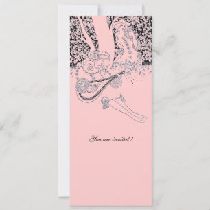 ROMANCE /ROMANTIC LOVERS BLACK PINK WEDDING PARTY INVITATION