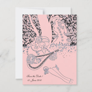 ROMANCE /ROMANTIC LOVERS BLACK PINK WEDDING PARTY INVITATION