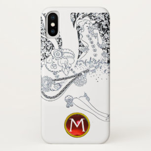 ROMANCE /ROMANTIC LOVERS BLACK WHITE RED MONOGRAM iPhone X CASE