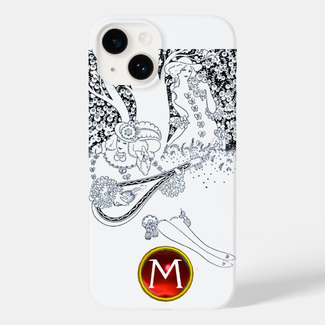 ROMANCE /ROMANTIC LOVERS BLACK WHITE RED MONOGRAM Case-Mate iPhone CASE (Back)