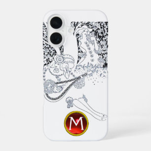 ROMANCE /ROMANTIC LOVERS BLACK WHITE RED MONOGRAM iPhone 16 CASE