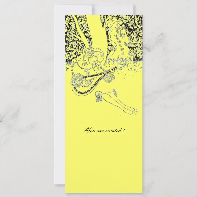 ROMANCE,ROMANTIC LOVERS BLACK YELLOW WEDDING PARTY INVITATION (Front)