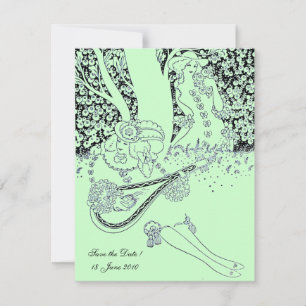 ROMANCE, SAVE THE DATE, black and green Invitation