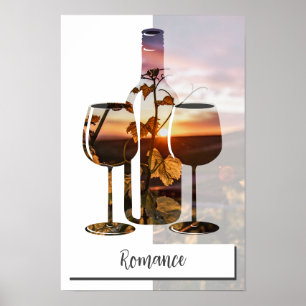 Romance - Wine For Two At Sunset Poster