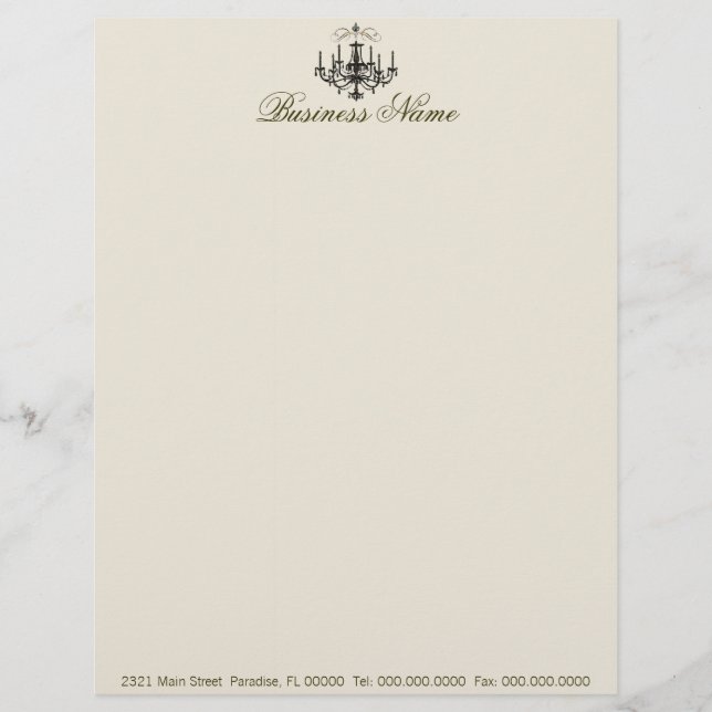 Romance with a Chandelier ~ Business Letterhead (Front)