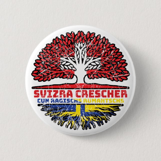 Romanen Rätoromanisch Graubündisch Graubünden Baum 6 Cm Round Badge (Front)