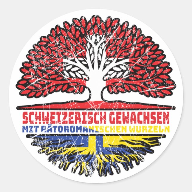Romanen Rätoromanisch Graubündisch Graubünden Baum Classic Round Sticker (Front)