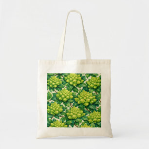 Romanesco Broccoli and Green Leaves Botanical Tote Bag
