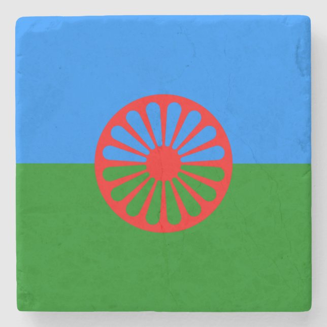 Romani Flag Stone Coaster (Front)