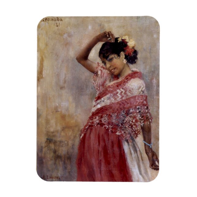 Romani Gypsy Woman Dancing (by Albert Edelfelt) Magnet (Vertical)