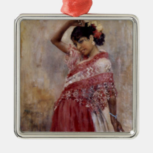 Romani Gypsy Woman Dancing (by Albert Edelfelt) Metal Ornament