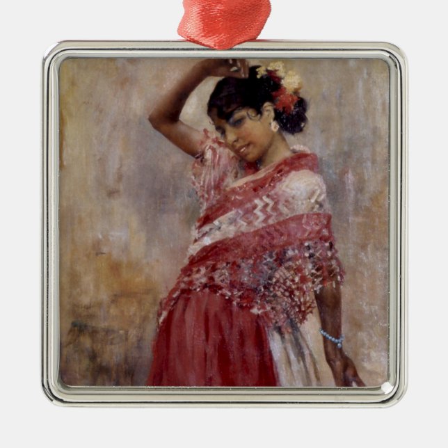Romani Gypsy Woman Dancing (by Albert Edelfelt) Metal Ornament (Front)