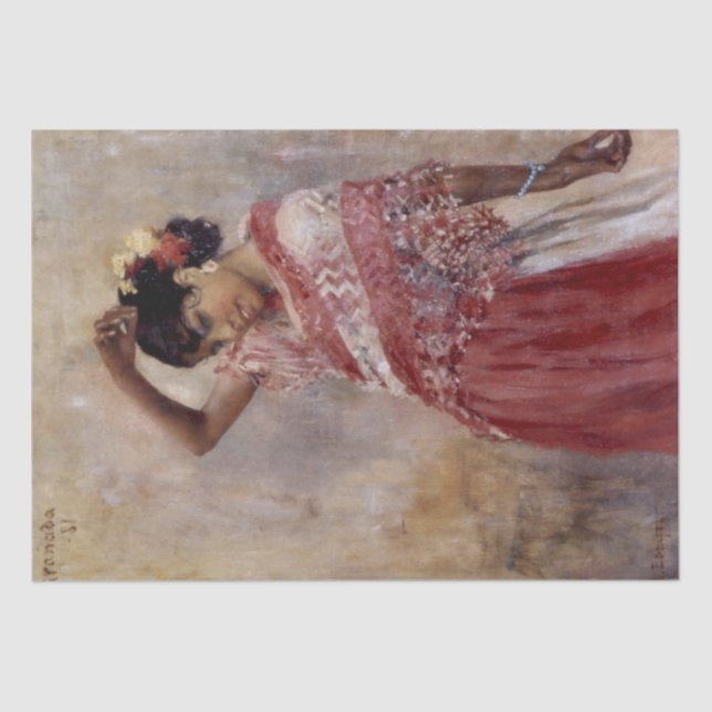 Romani Gypsy Woman Dancing (by Albert Edelfelt) Tissue Paper (Front)