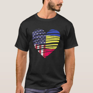 Romania American Grown Heart USA Patriot Heritage T-Shirt