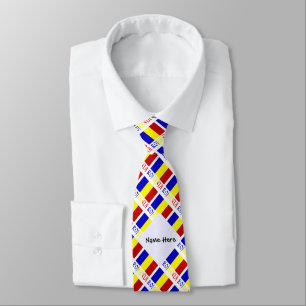 Romania and Romanian Flag Tiled with Your Name Tie