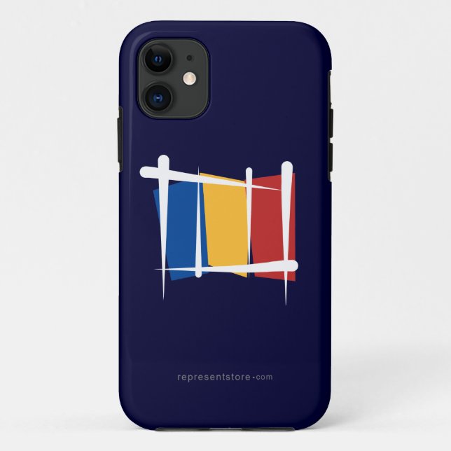 Romania Brush Flag Case-Mate iPhone Case (Back)