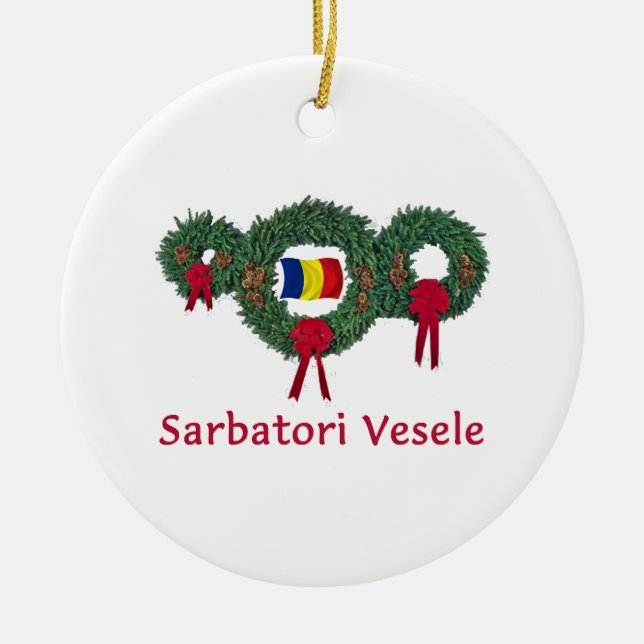Romania Christmas 2 Ceramic Ornament (Front)