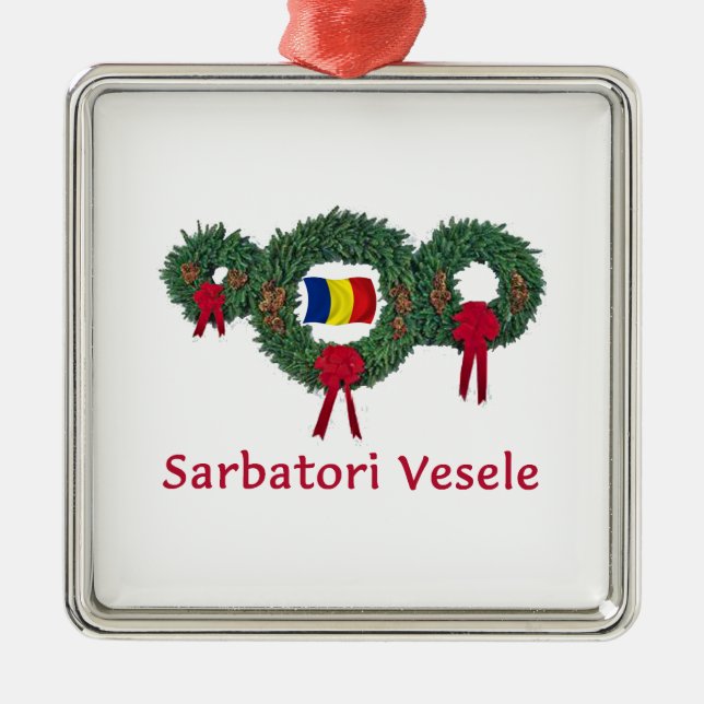 Romania Christmas 2 Metal Ornament (Front)