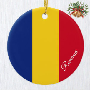 Romania Christmas Ornament, Romanian Flag Ceramic Ornament
