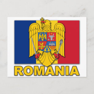 Romania Coat of Arms Flag Postcard