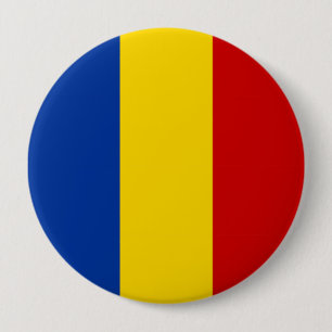 Romania country long flag symbol 10 cm round badge