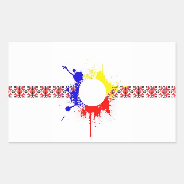 romania country traditional flag motif splatter sy rectangular sticker (Front)