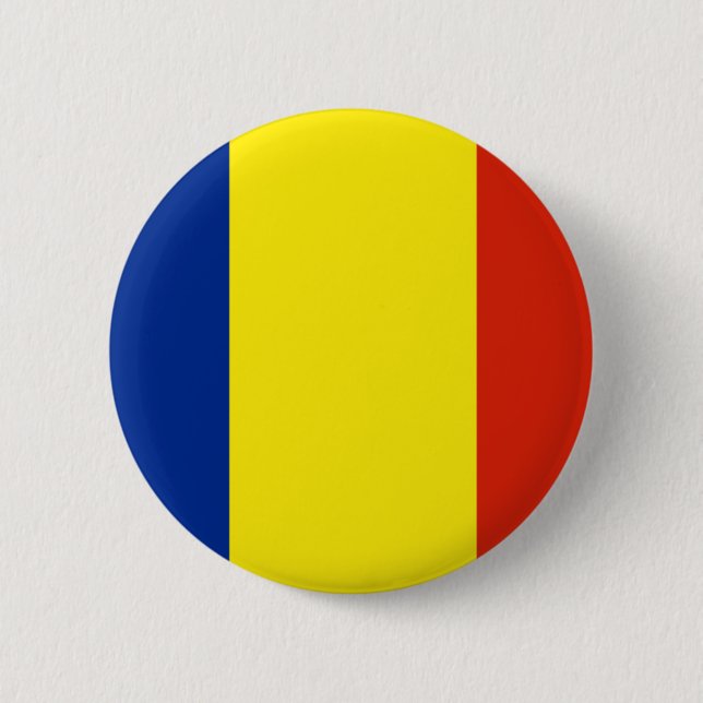 Romania flag 6 cm round badge (Front)