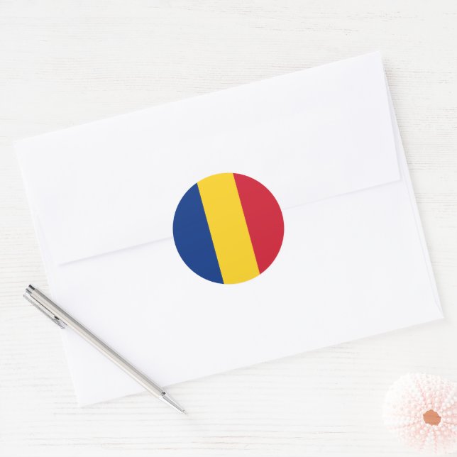 Romania flag classic round sticker (Envelope)