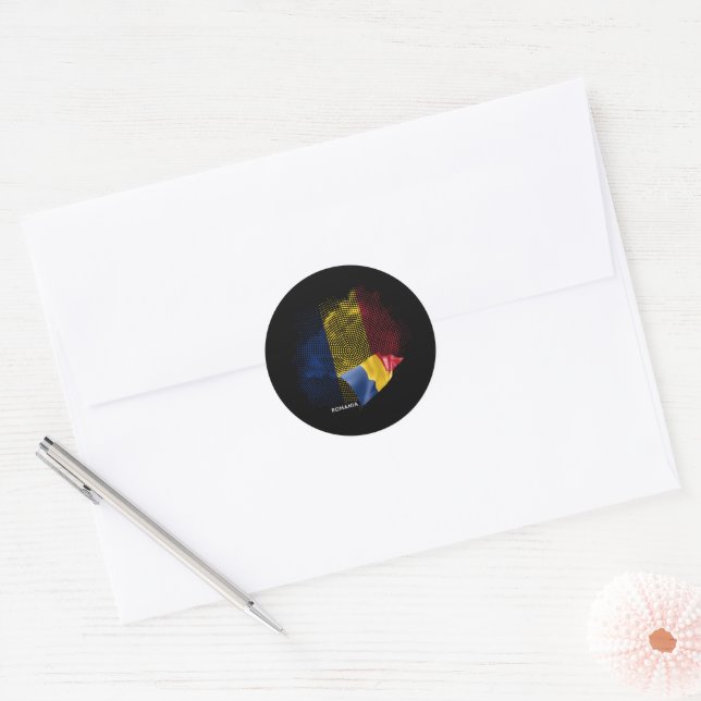 Romania flag classic round sticker (Envelope)
