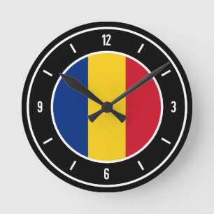 Romania Flag Elegant Round Clock