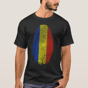 Romania Flag Fingerprint It Is In My Dna For Roma T-Shirt