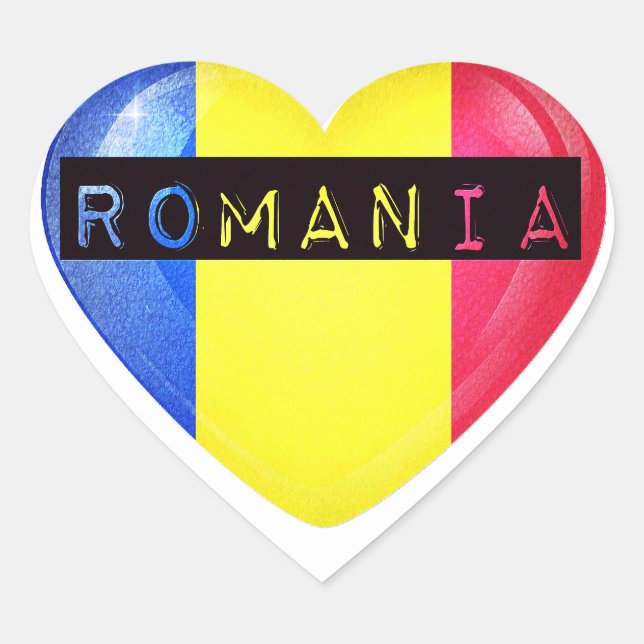Romania Flag Heart Sticker (Front)