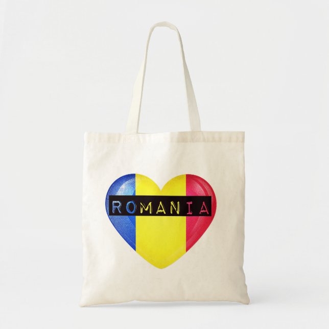 Romania Flag Heart Tote Bag (Front)