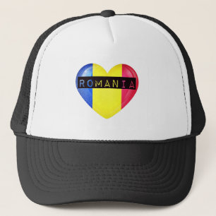 Romania Flag Heart Trucker Hat