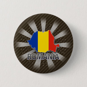 Romania Flag Map 2.0 6 Cm Round Badge
