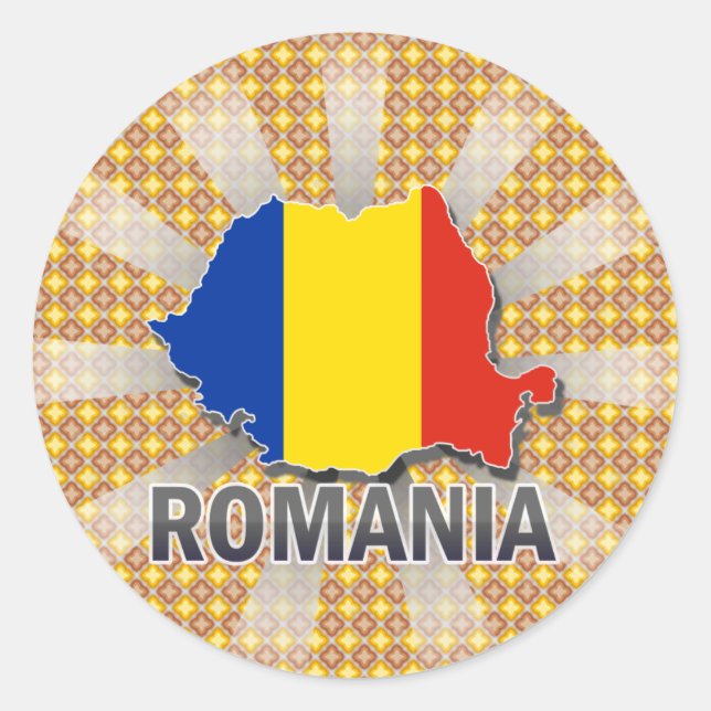 Romania Flag Map 2.0 Classic Round Sticker (Front)