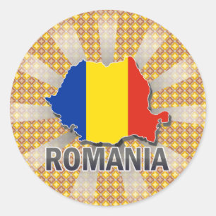 Romania Flag Map 2.0 Classic Round Sticker