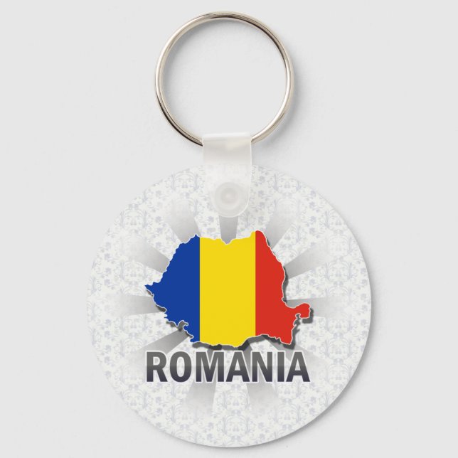 Romania Flag Map 2.0 Key Ring (Front)