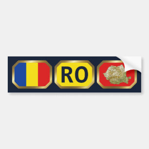 Romania Flag Map Code Bumper Sticker