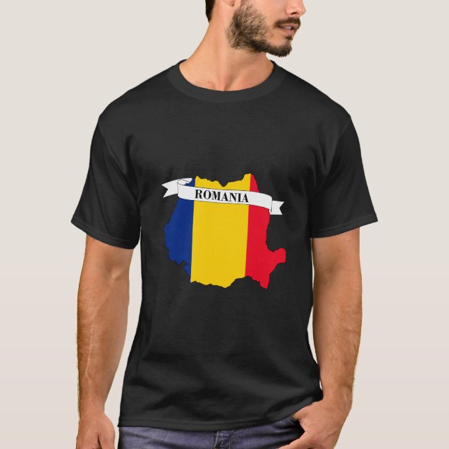  Romania flag map T-Shirt (Front)