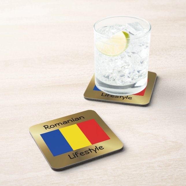 Romania Flag+Text Coaster (Right Side)