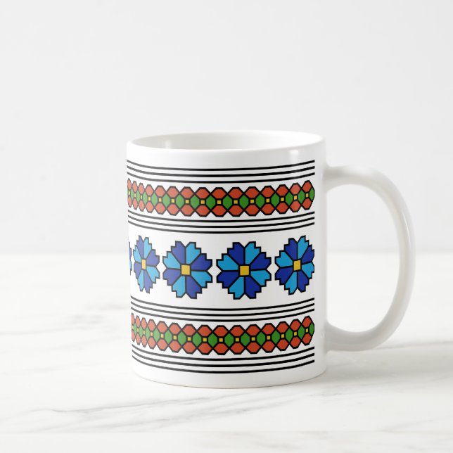 romania folk art motif chicory flower symbol coffee mug (Right)