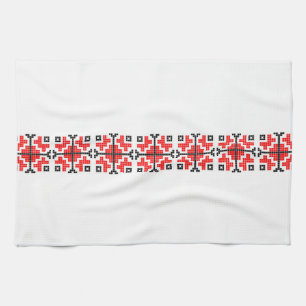 romania folk ethnic floral geometric motif costume tea towel