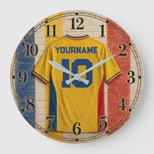 Romania Football Jersey Custom Name Number Soccer Large Clock