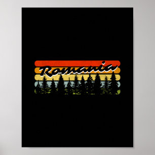 Romania Forest Sunset Trees Cabin Vacation Souveni Poster