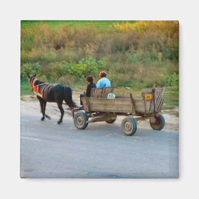 Romania, Horse and cart transport Magnet (Front)