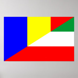 romania hungary flag country half symbol poster