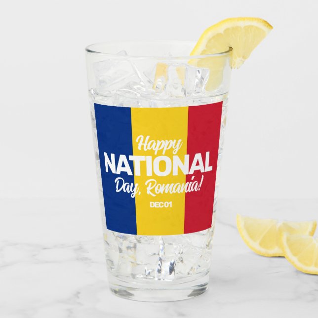 Romania Independence Day Romanian National Flag Glass (Back Ice)