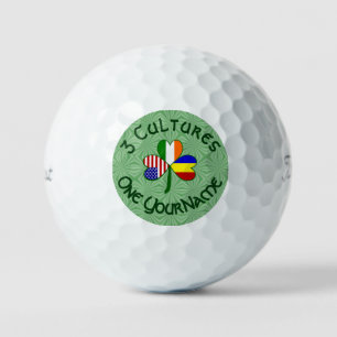 Romania Ireland USA Shamrock Flag Personalised Golf Balls