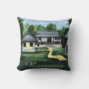 Romania - l Transylvanian Rustic House Text Cushion
